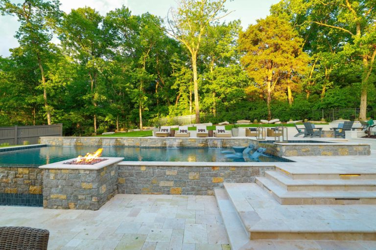 Custom luxury backyard swimming pool built by Perfect 7 Pools - Franklin, TN